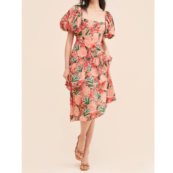 NWT | FARM Rio Pineapple Bloom Midi Dress | Size XL - Picture 3 of 7